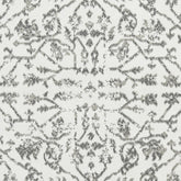 8' Light Gray Round Floral Power Loom Area Rug With Fringe